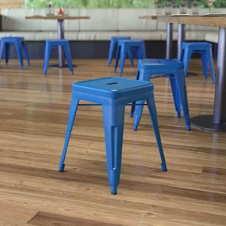 Flash Furniture 4  Inch Royal Blue Metal Stool, PK4 ET-BT3503-18-BL-GG